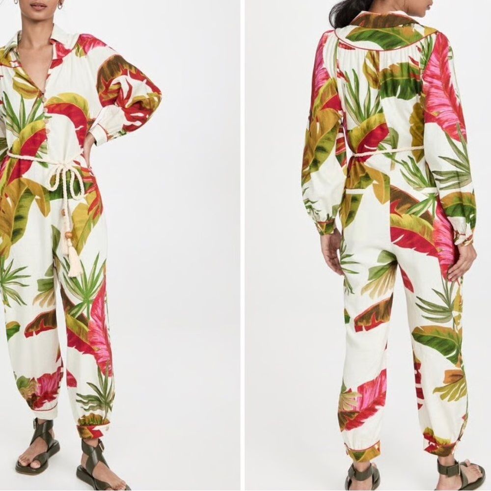 FARM Rio White Spring Forest Jumpsuit L